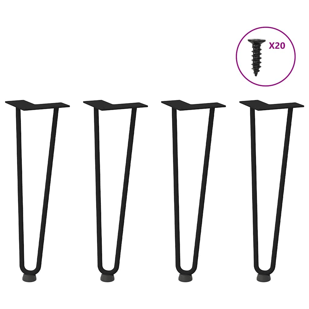 Haarnadelbeine für Couchtisch, 4er Set, Schwarz, 42cm