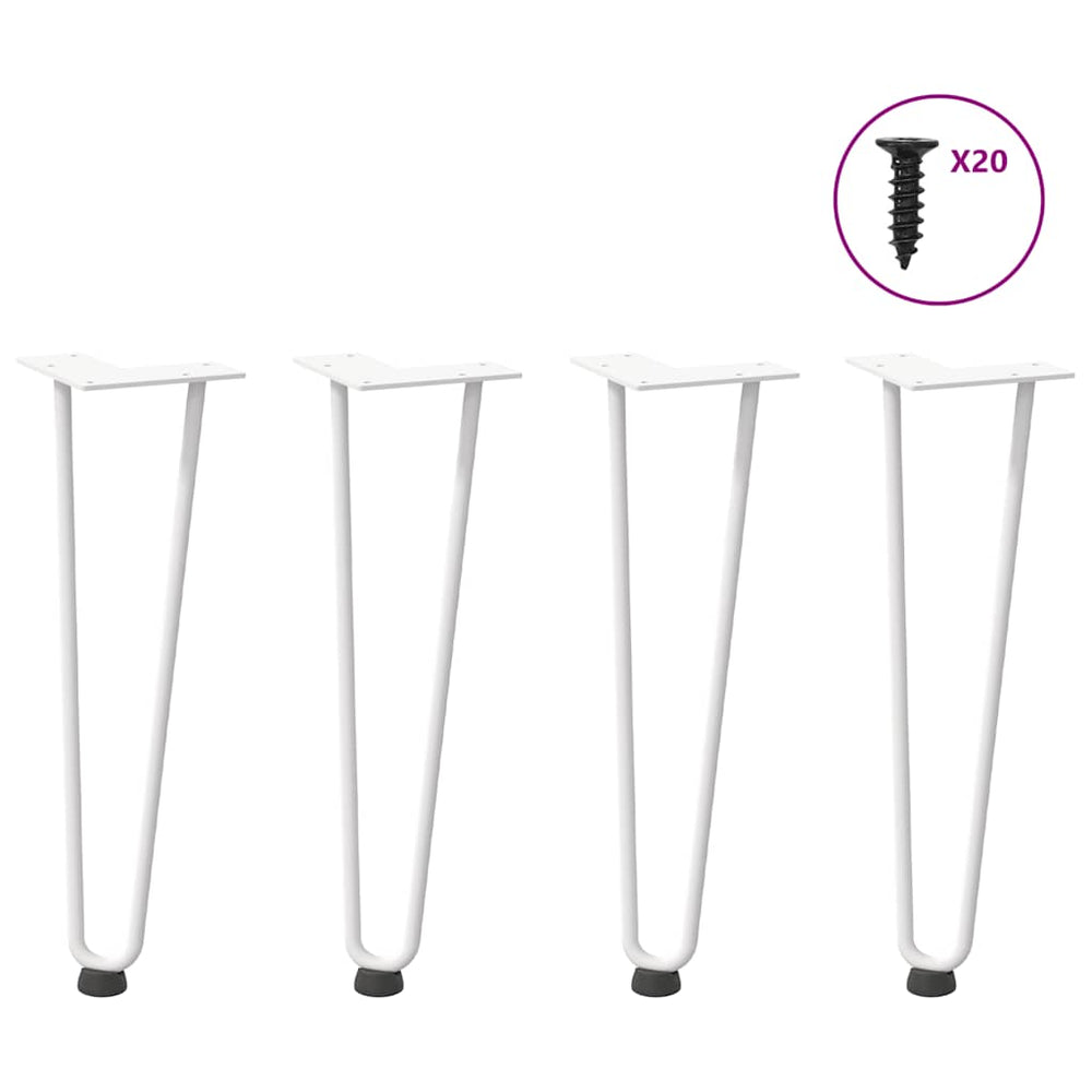 Haarnadelbeine für Couchtisch, 4er Set, Weiß, 42cm