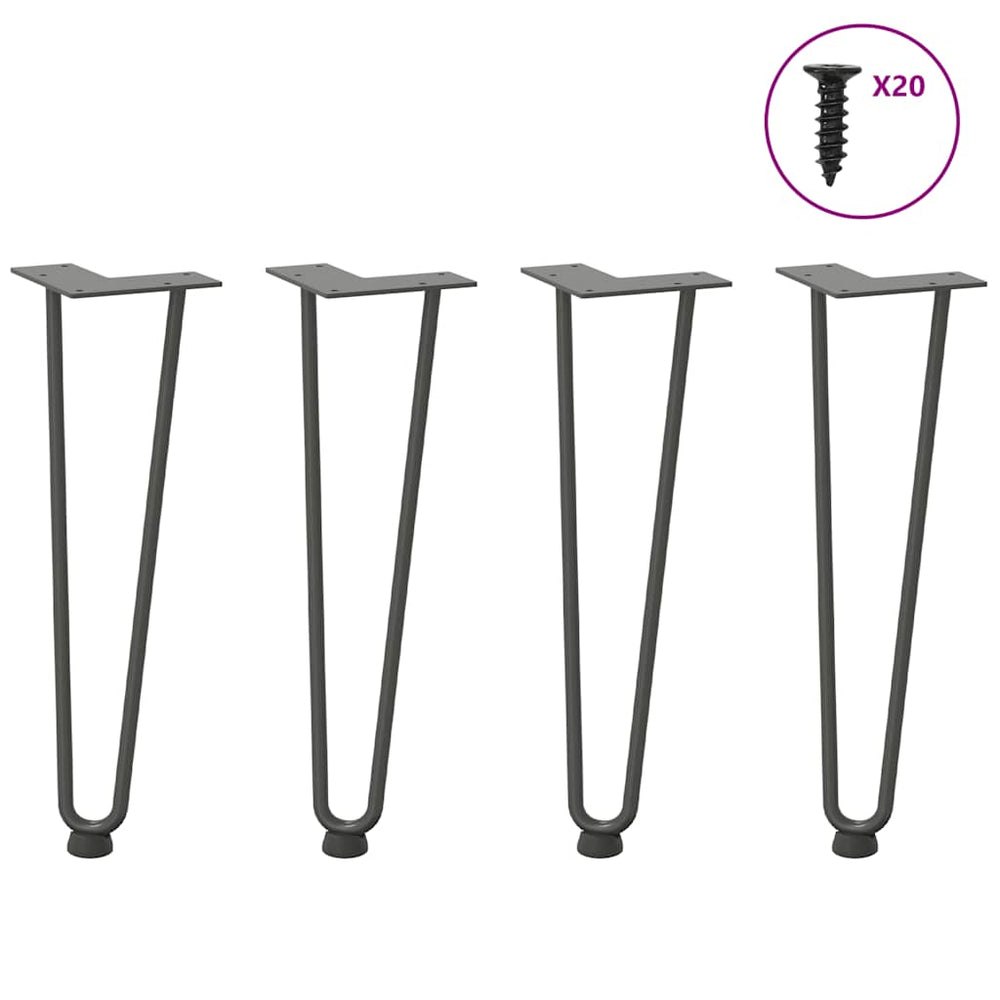 Haarnadelbeine für Couchtisch, 4er Set, Anthrazit