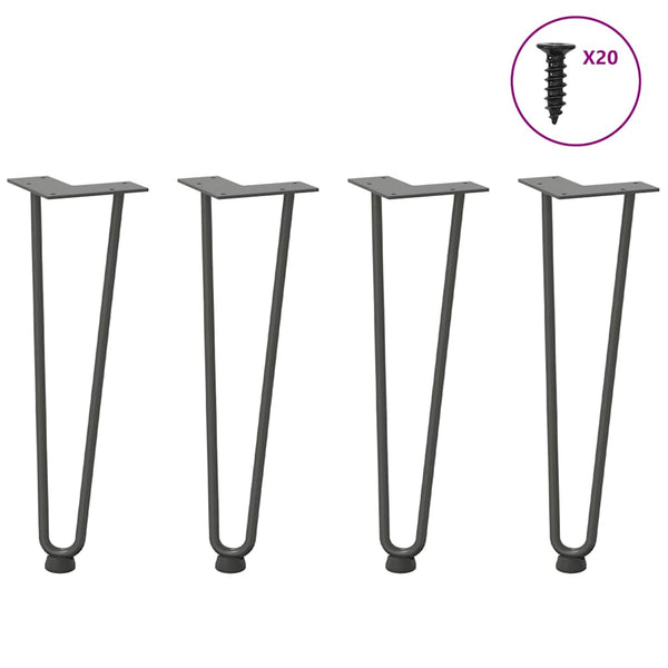 Haarnadelbeine für Couchtisch, 4er Set, Anthrazit