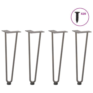 vidaXL Pieds de table basse en épingle à cheveux 4 pcs Acier brut 42 cm Acier massif