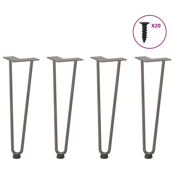 vidaXL Pieds de table basse en épingle à cheveux 4 pcs Acier brut 42 cm Acier massif