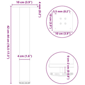 Weiße Couchtischbeine, 4er-Set, 42-44 cm