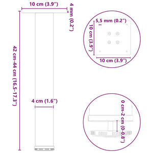 vidaXL Pieds de table basse 4 pcs Anthracite 42-44 cm Acier