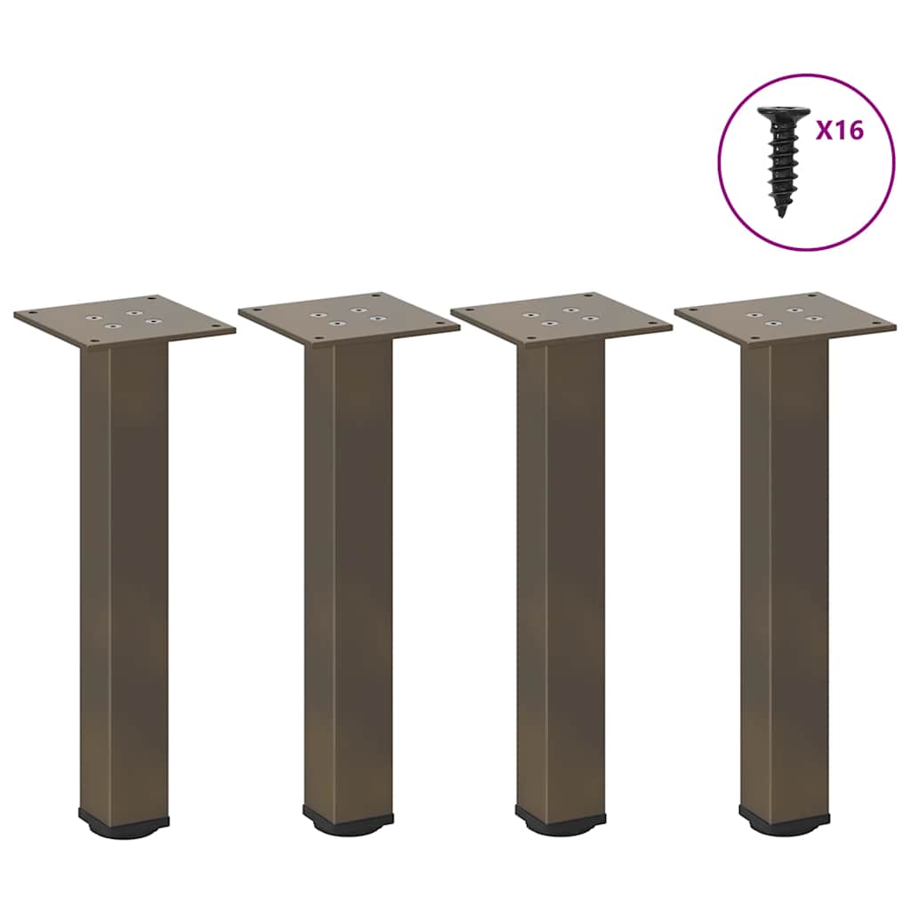 Couchtischbeine 4er Set, Naturstahl, 42-44 cm
