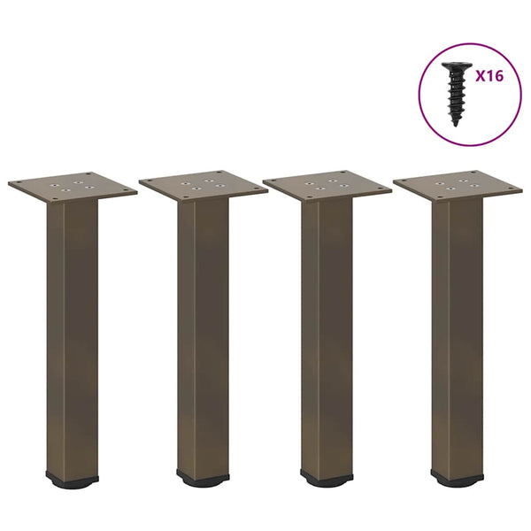 Couchtischbeine 4er Set, Naturstahl, 42-44 cm