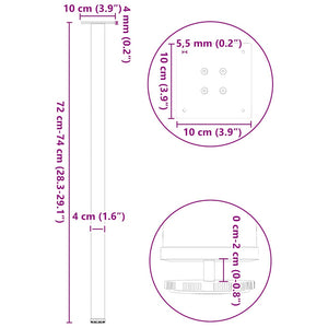 Schwarze Konsolentischbeine, 72-74 cm, 4er-Set