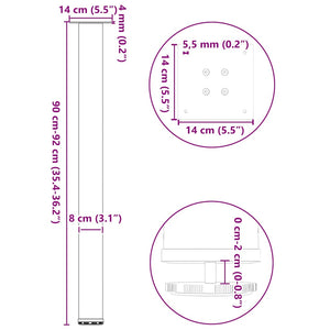 Bartischbeine 4er Set, Schwarz, 90-92 cm