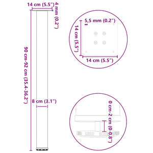 Bartischbeine, 4er Set, Weiß, 90-92cm
