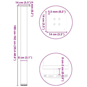 Bartischbeine, 4er Set, Schwarz, 100-102 cm