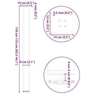 Bartischbeine, 4er Set, Schwarz, 110-112 cm