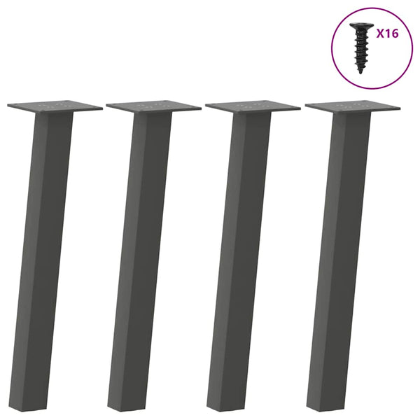 Couchtischbeine Anthrazit, 4er Set, 42 cm Stahl