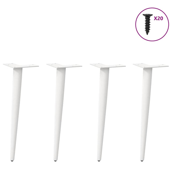 Couchtischbeine Weiß, Konisch, 4er Set