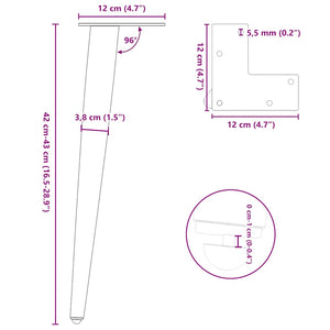 Couchtischbeine Weiß, Konisch, 4er Set
