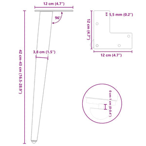 Konische Couchtischbeine, 4er Set, Anthrazit
