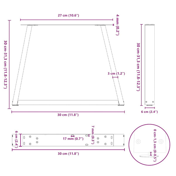 Weiße V-Form Couchtischbeine, 30 cm, 2er Set