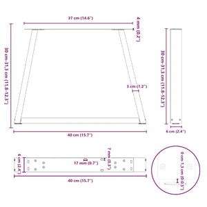 Couchtischbeine V-Form Schwarz Stahl