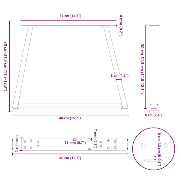 V-Form Couchtischbeine, 40 cm, Weiß, 2er-Set