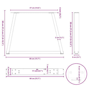 Anthrazit Couchtischbeine V-Form, 2er-Set
