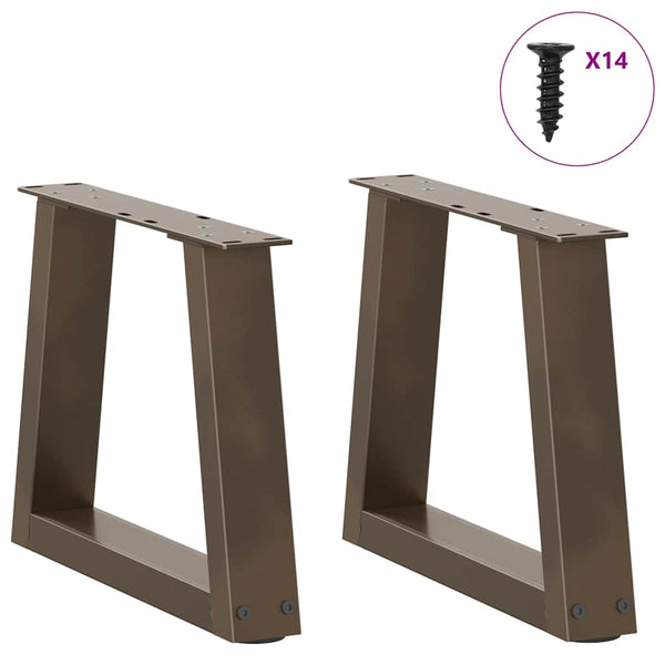 V-Form Couchtischbeine, Naturstahl, 40 cm, 2er Set