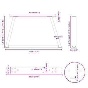 Couchtischbeine V-Form Schwarz 50 cm, 2er Set