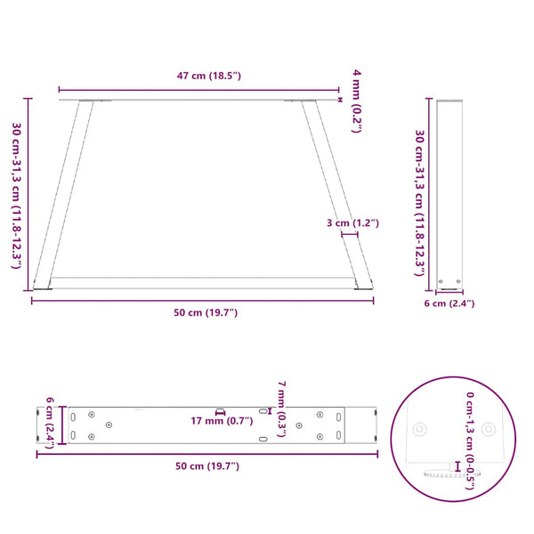 Couchtischbeine V-Form Anthrazit 50 cm, 2er Set