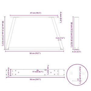 V-Form Couchtischbeine, Stahl Natur, 2er Set
