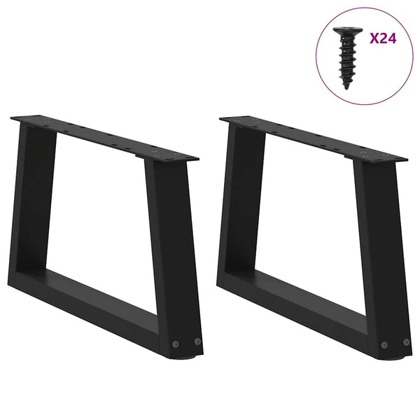 Couchtischbeine V-Form Schwarz Stahl 60cm (2er-Set)