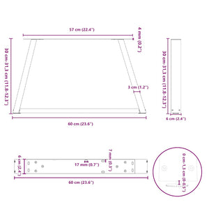 Couchtischbeine V-Form Schwarz Stahl 60cm (2er-Set)