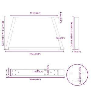 V-Form Couchtischbeine, 60 cm, Weiß, 2er-Set