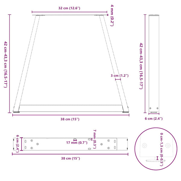 V-Form Couchtischbeine Schwarz Stahl, 2er-Set