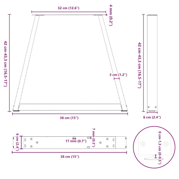 Weiße V-Form Couchtischbeine, 38 cm, 2er Set