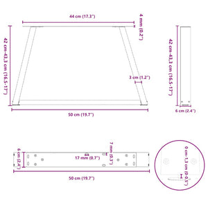 V-Form Couchtischbeine, Weiß, 50 cm, 2er-Set
