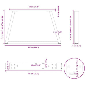 Couchtischbeine V-Form Schwarz 60cm Stahl