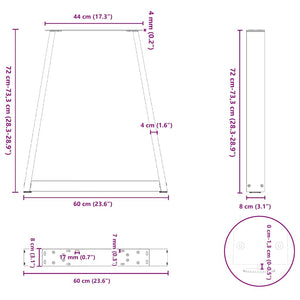 V-Form Tischbeine, 2er Set, Schwarz, Stahl