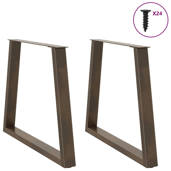 V-Form Esstischbeine, 80 cm, Naturstahl, 2er-Set