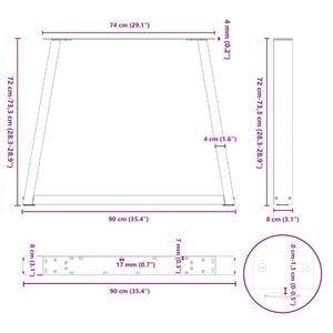V-Form Tischbeine, Schwarz, 90cm, 2er Set