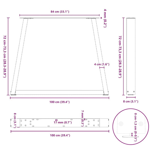 V-Form Tischbeine, 100 cm, Weiß, 2er-Set