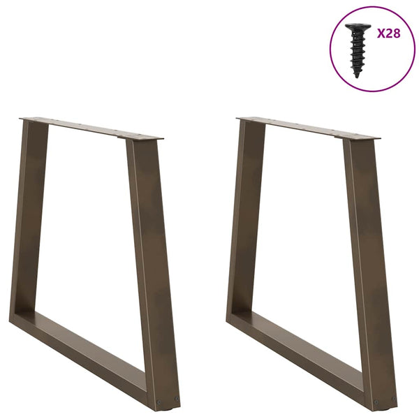 V-Form Tischbeine, Naturstahl, 100cm, 2er-Set