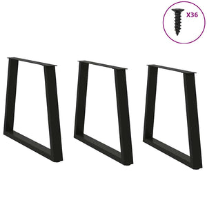 Esstischbeine V-Form, 70 cm, Schwarz, 3er-Set