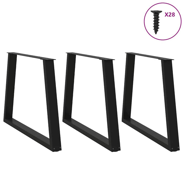 V-Form Esstischbeine, 3er Set, Schwarz