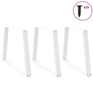 V-Form Tischbeine, 3er Set, Weiß, 100cm Stahl