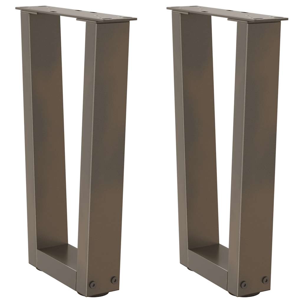 V-Form Couchtischbeine, Stahl Natur, 2er-Set