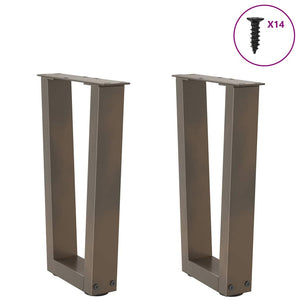 V-Form Couchtischbeine, Stahl Natur, 2er-Set