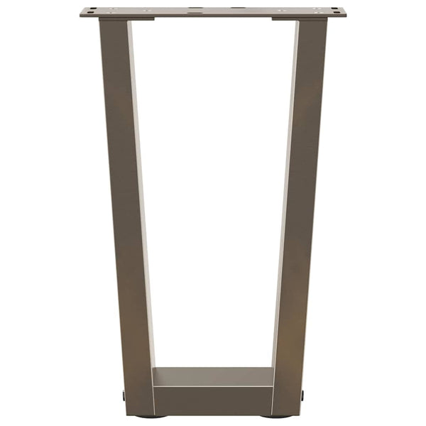 V-Form Couchtischbeine, Stahl Natur, 2er-Set