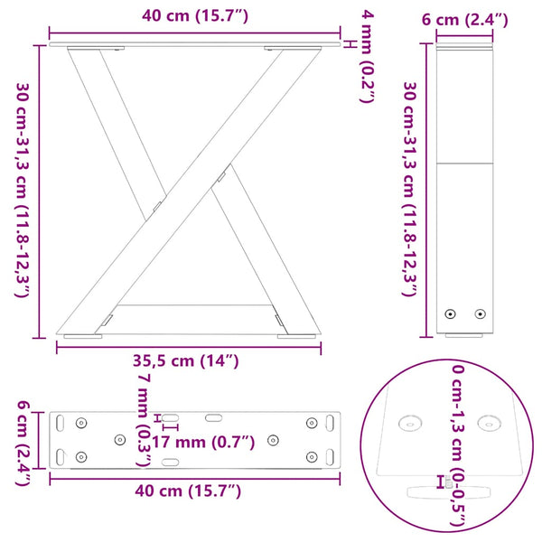 Couchtischbeine Schwarz 40cm, 2er Set