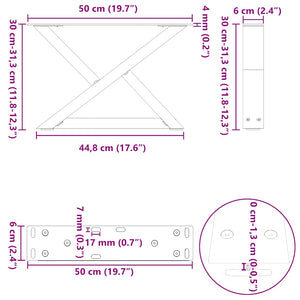 Anthrazit Couchtischbeine Stahl 50cm 2er Set