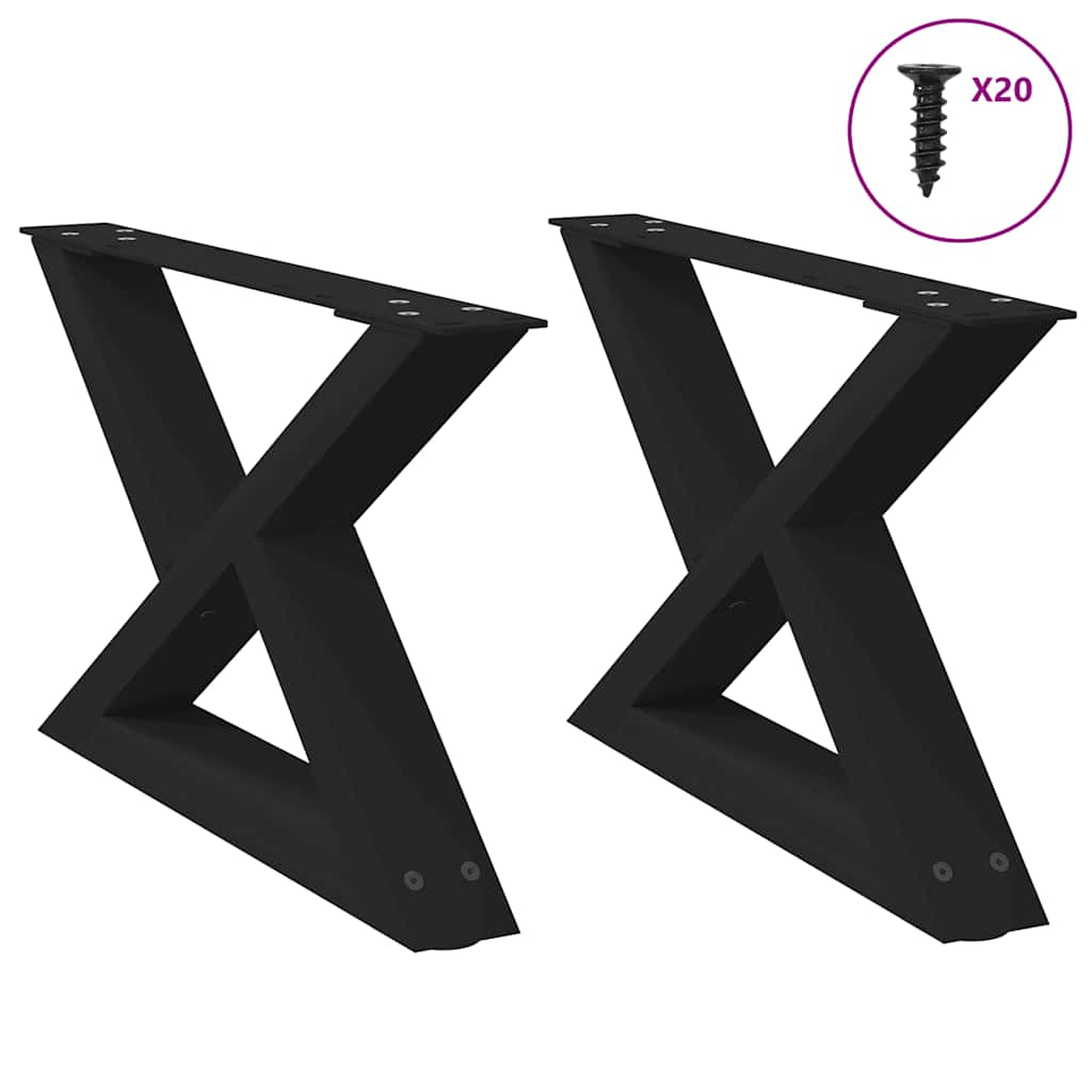 Couchtischbeine Schwarz 60 cm, 2er-Set