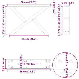 Couchtischbeine Schwarz 60 cm, 2er-Set