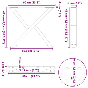 Anthrazit Couchtischbeine 60cm, 2er Set